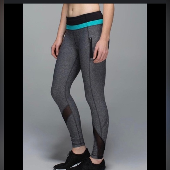 Lululemon Inspire Tight II (Mesh) Heathered Black full length zip bb - Picture 11 of 15